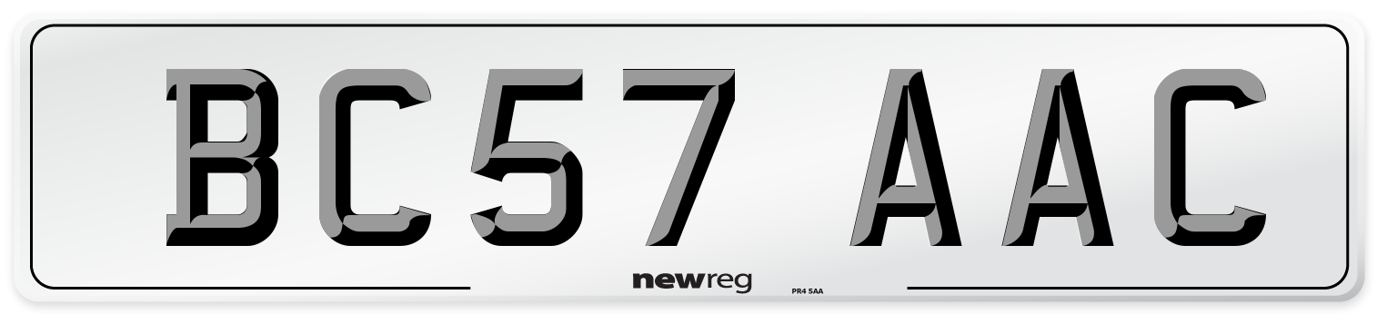BC57 AAC Number Plate from New Reg